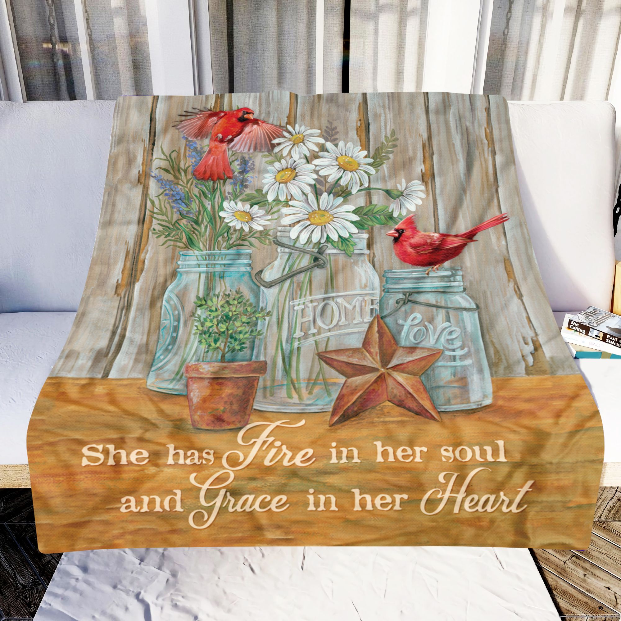 Cardinal She Has Fire In Her Soul Fleece Blanket