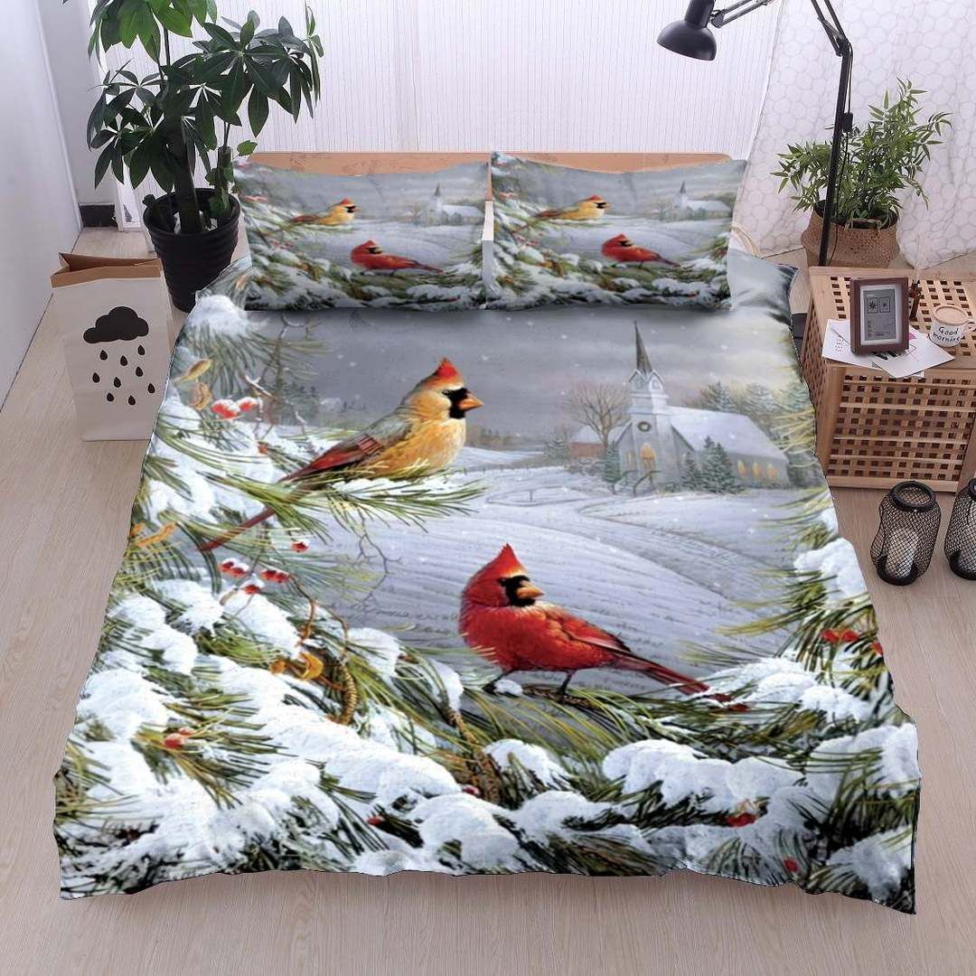 Cardinal Snow Christmas Bedding Set