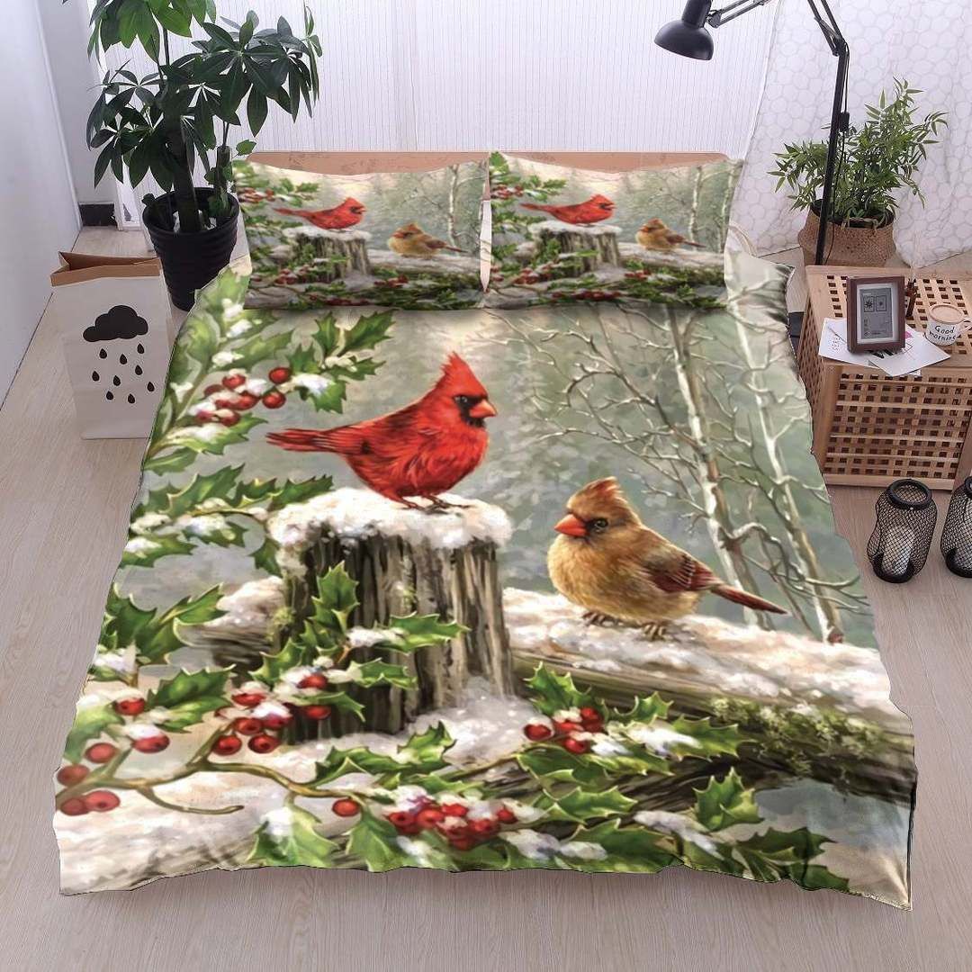 Cardinal Snow Christmas Bedding Set