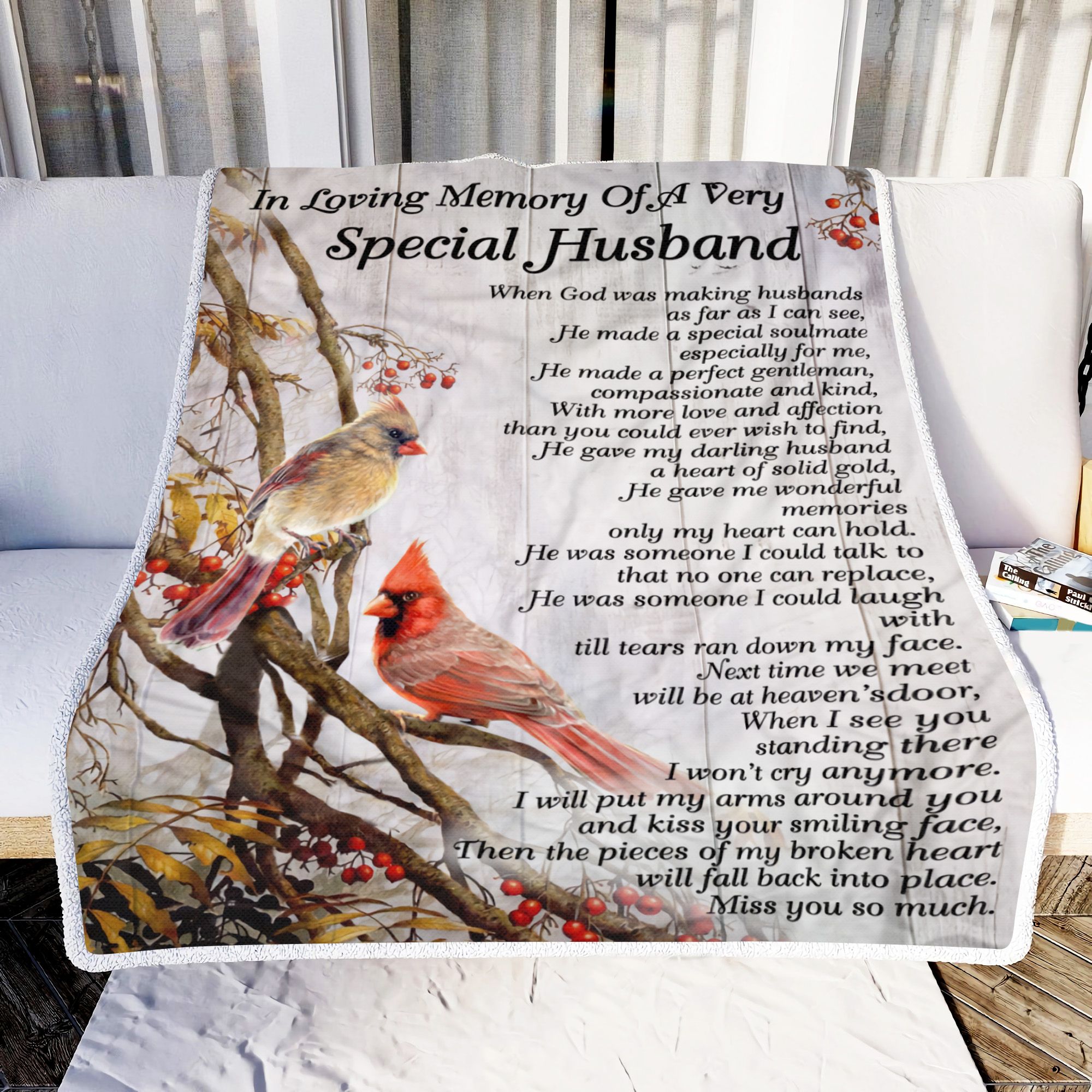 Cardinal Special Husband Fleece Blanket
