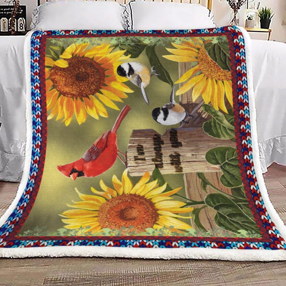 Cardinal Sunflower Sherpa Fleece Blanket