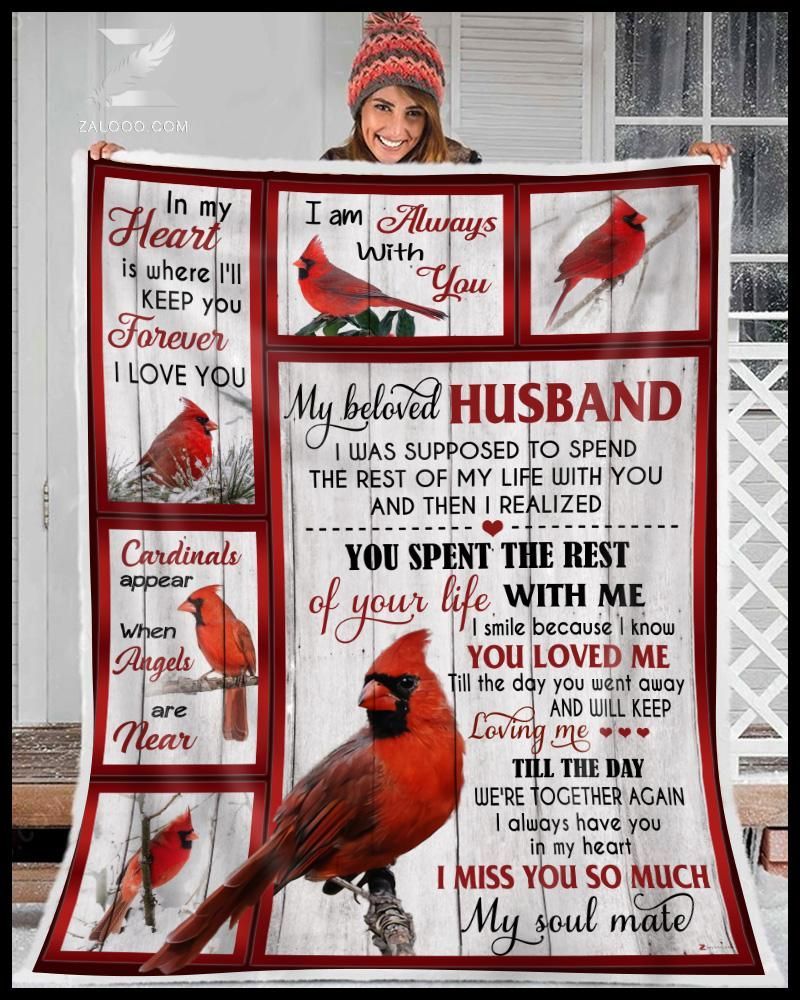 Cardinal To My Beloved Husband I Miss You So Much Sherpa Fleece Blanket