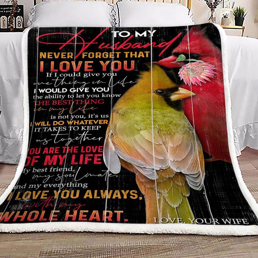Cardinal To My Husband Sherpa Fleece Blanket