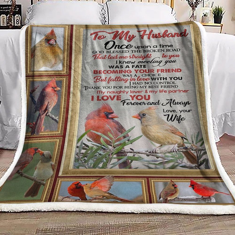Cardinal To My Husband Sherpa Fleece Blanket