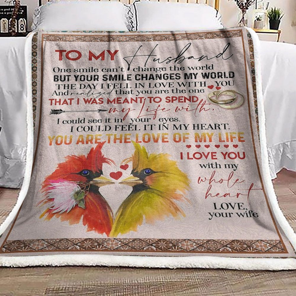 Cardinal To My Husband Sherpa Fleece Blanket
