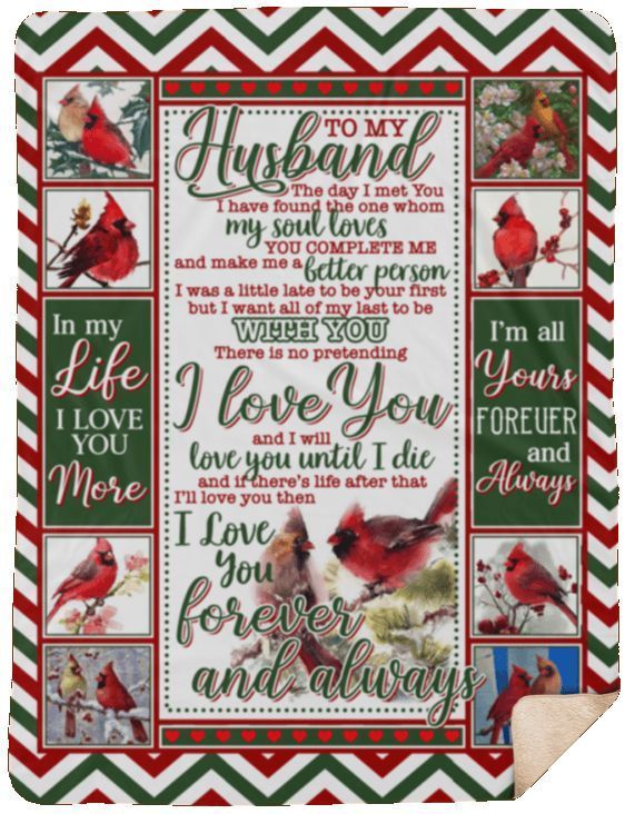 Cardinal To My Husband Sherpa Fleece Blanket