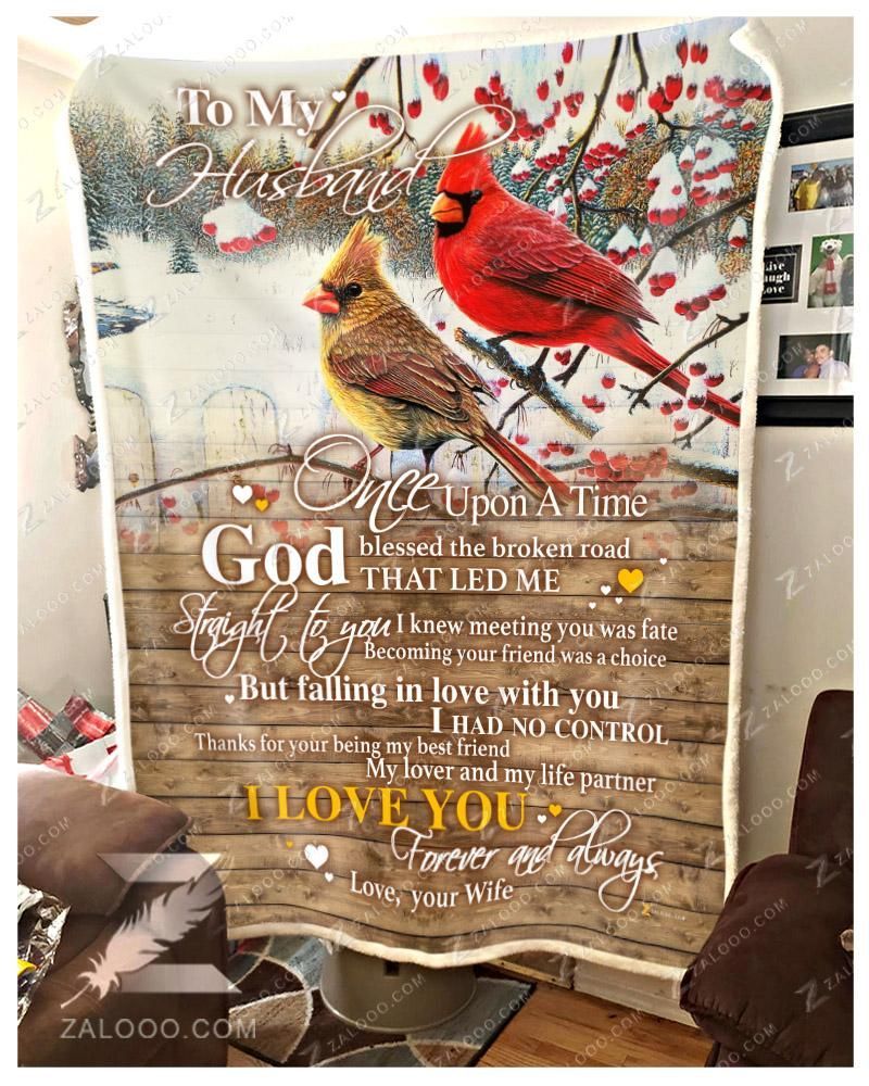 Cardinal To My Husband God Blessed The Broken Road Sherpa Fleece Blanket
