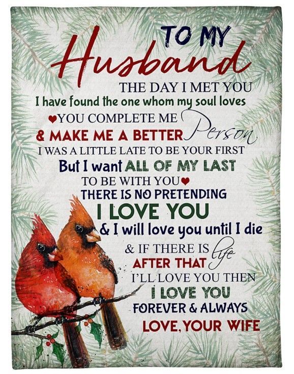 Cardinal To My Husband I Love You Forever And Always Sherpa Fleece Blanket