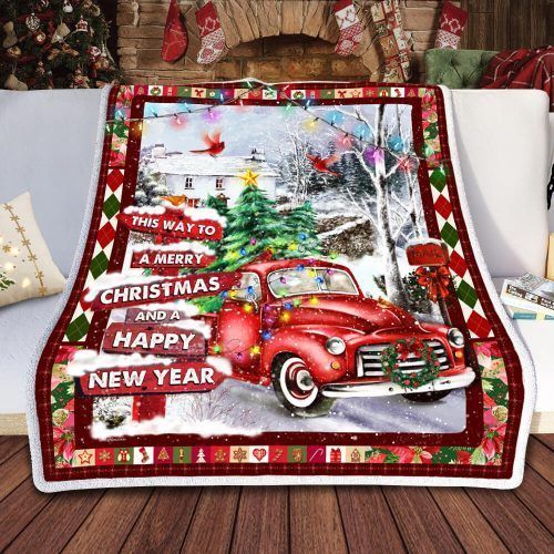 Cardinal Truck Snow Water Fleece Blanket