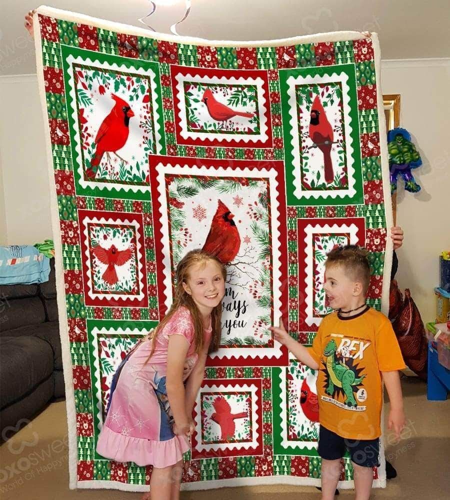 Cardinal Xmas Sherpa Fleece Blanket