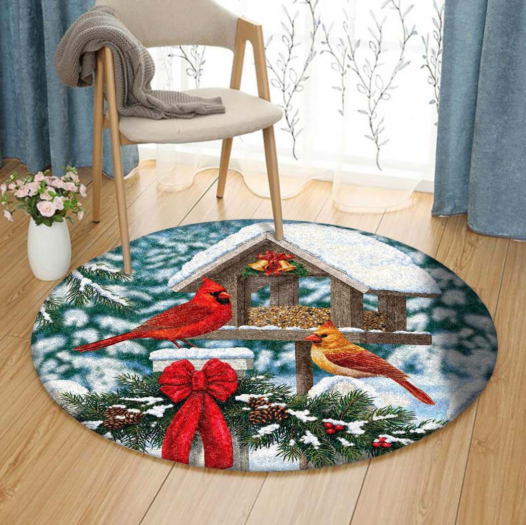 Cardinals Christmas Round Carpet