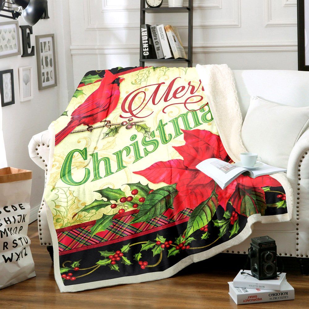 Cardinals Christmas Sherpa Fleece Blanket