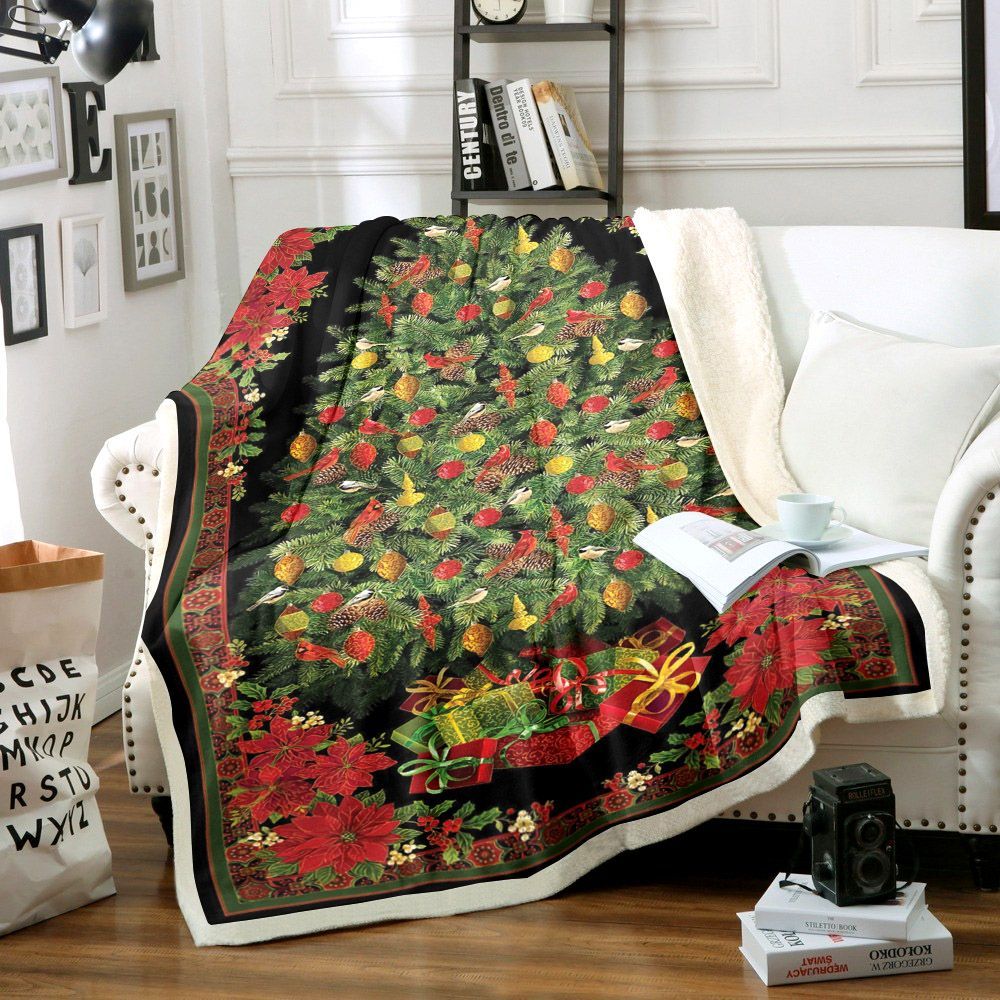 Cardinals Christmas Sherpa Fleece Blanket