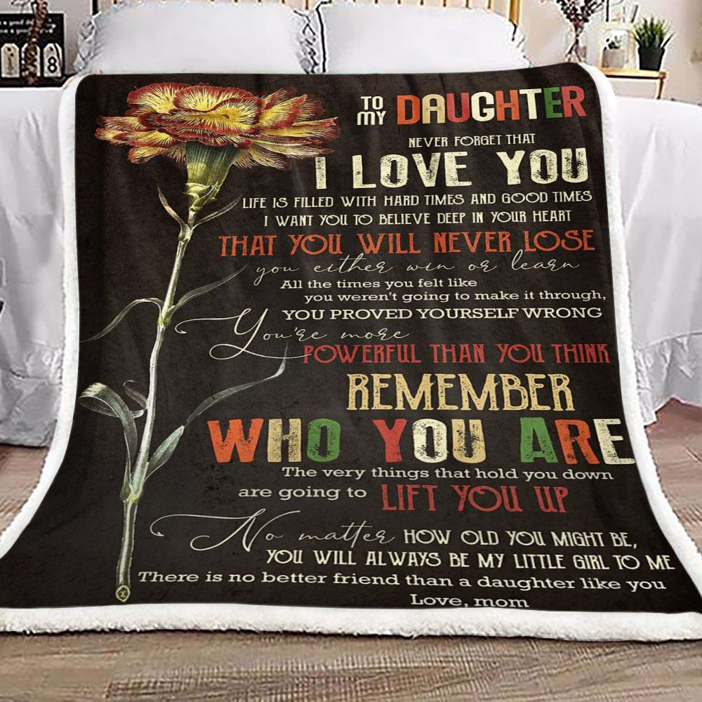 Carnation To My Daughter Love Mom Sherpa Fleece Blanket