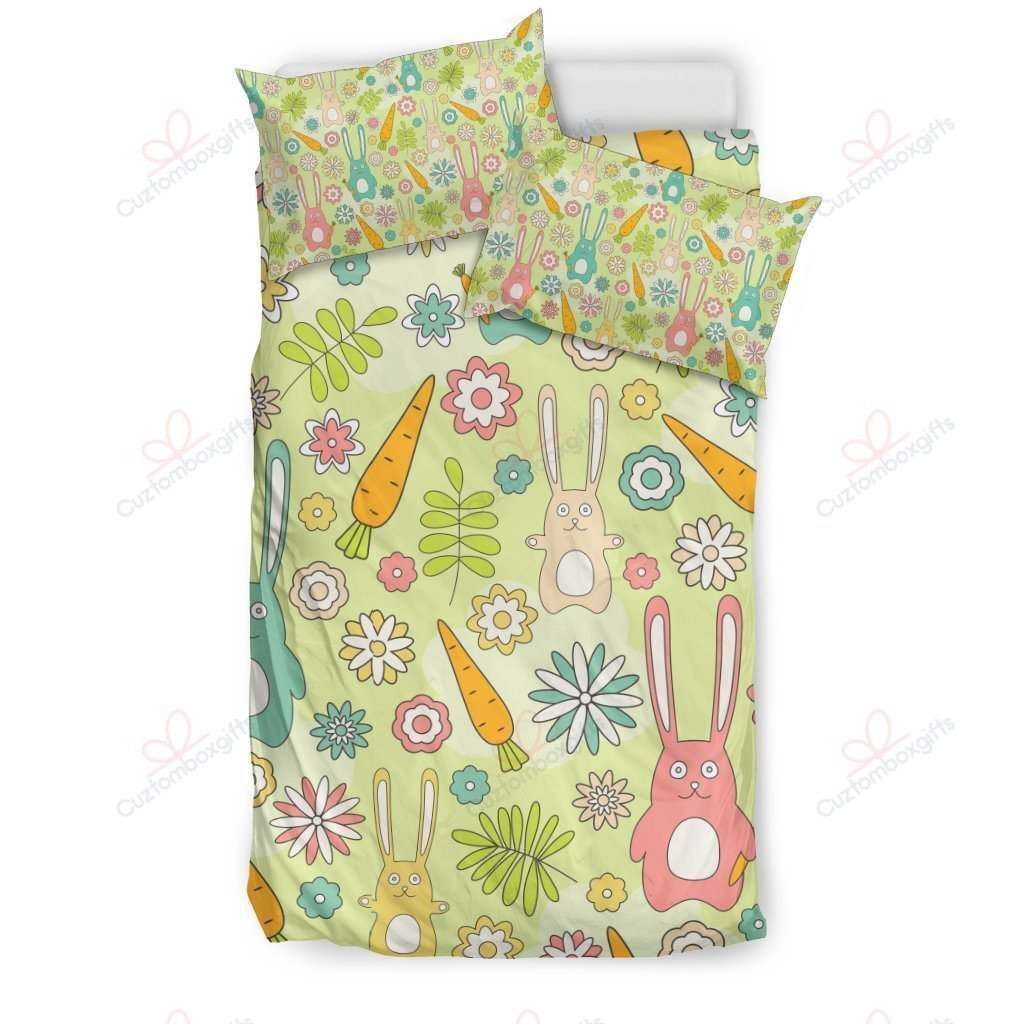 Carrot Rabbit Pattern Printed Bedding Set