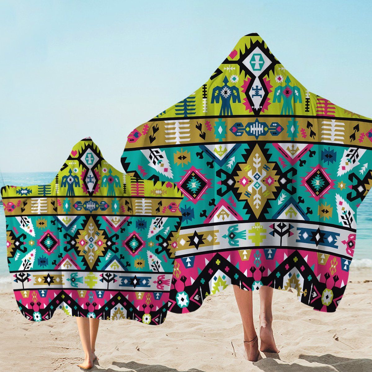 Cartoon Aztec Stripe Decorations Printed Hooded Towel