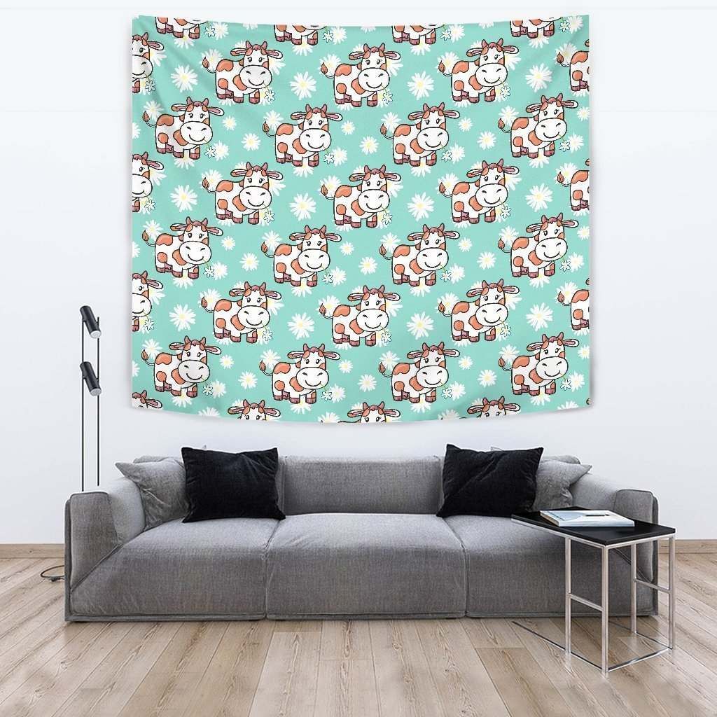 Cartoon Cow And Daisy Flower CL17100046MDT Tapestry
