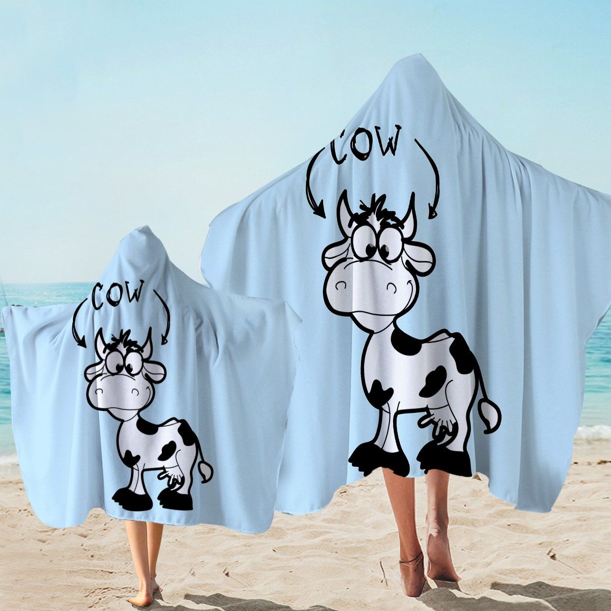 Cartoon Cow Icy Printed Hooded Towel