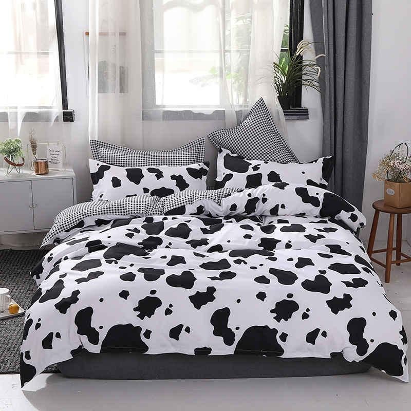 Cartoon Cow Spot Black White Pattern Bedding Set