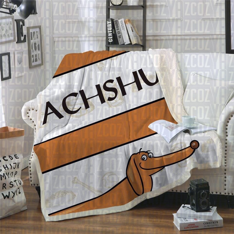 Cartoon Dachshund Sherpa Fleece Blanket