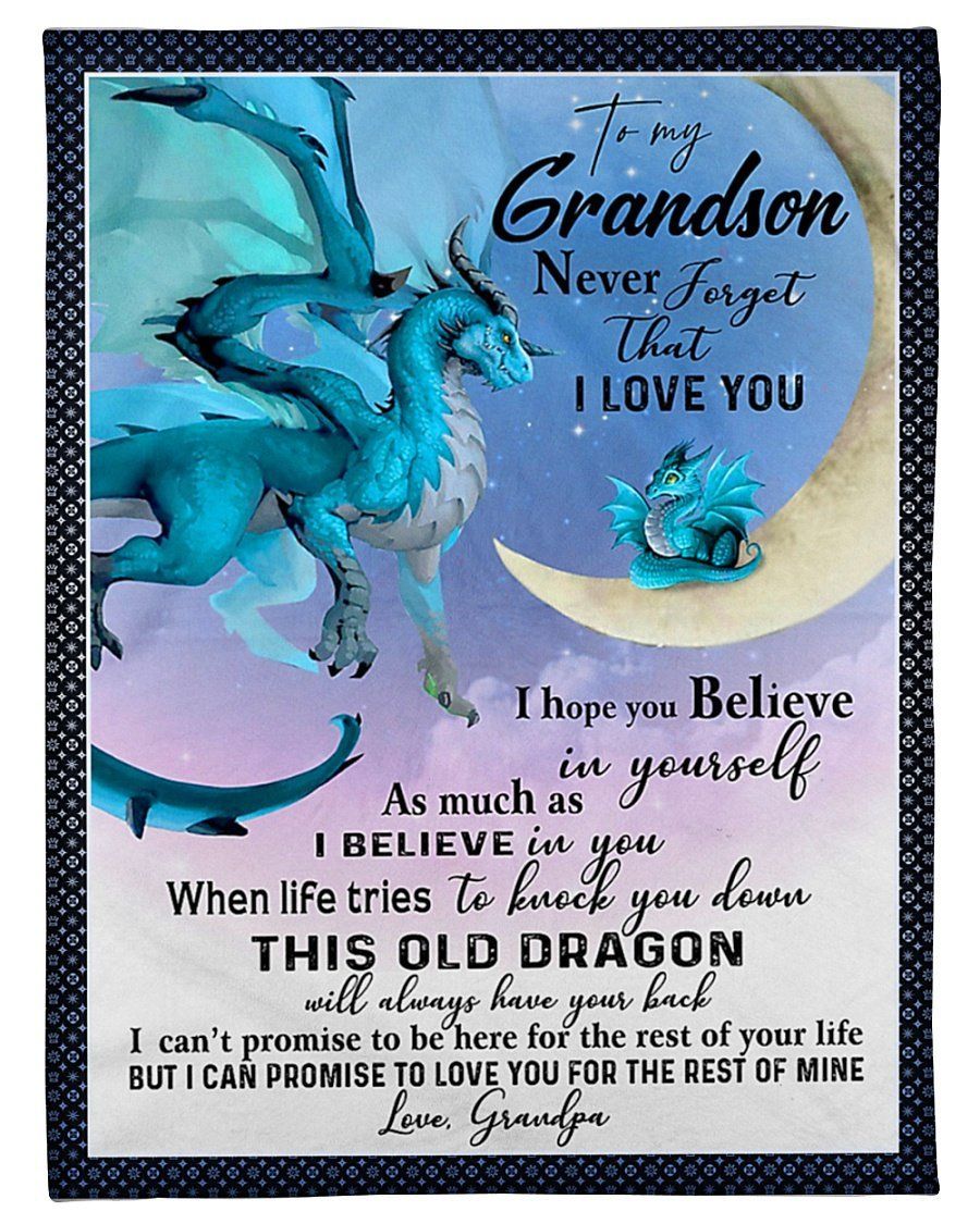Cartoon Dragon Love You For The Rest Of Mine Grandpa To My Grandson Fleece Blanket Fleece Blanket
