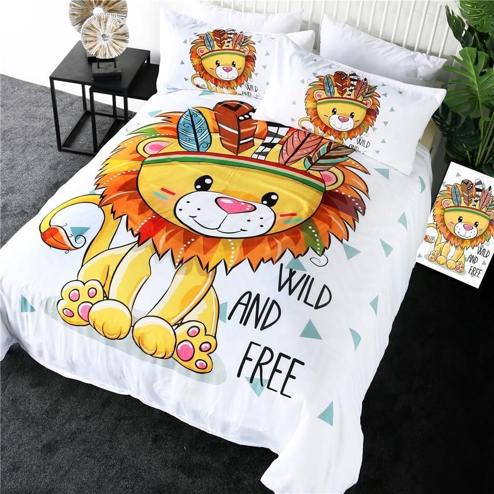 Cartoon Lion Wild And Free Pattern Bedding Set
