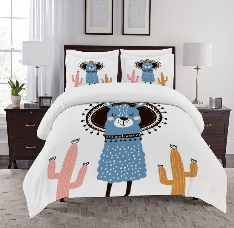 Cartoon Llama Bedding Set
