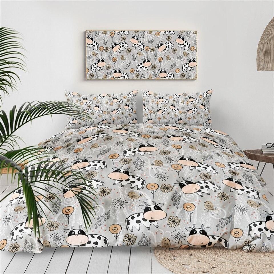 Cartoon Milk Cow Bedding Set