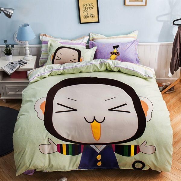 Cartoon Monkey Pattern Bedding Set