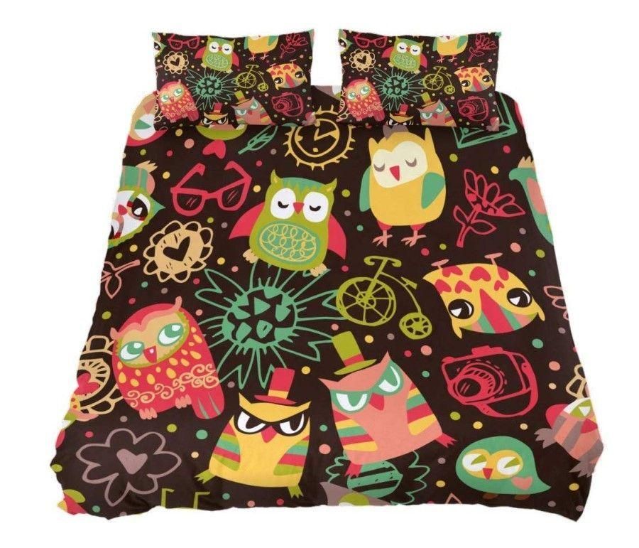 Cartoon Owl With All Things Bedding Set