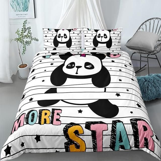 Cartoon Panda More Star Bedding Set