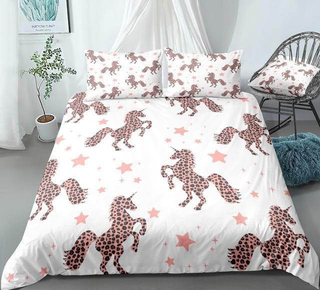 Cartoon Pink With Dots Stars Bedding Set