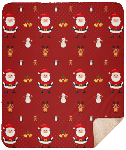 Cartoon Santa Claus Christmas Sherpa Fleece Blanket