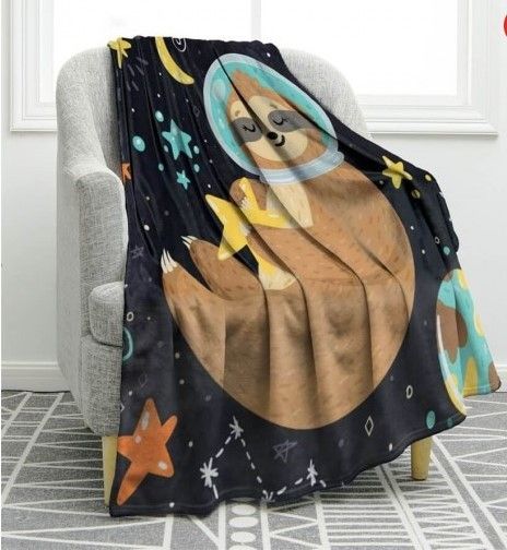 Cartoon Space Sloth Sherpa Fleece Blanket