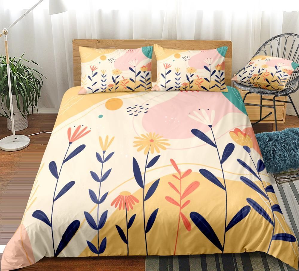 Cartoon Sunflower Background Bedding Set