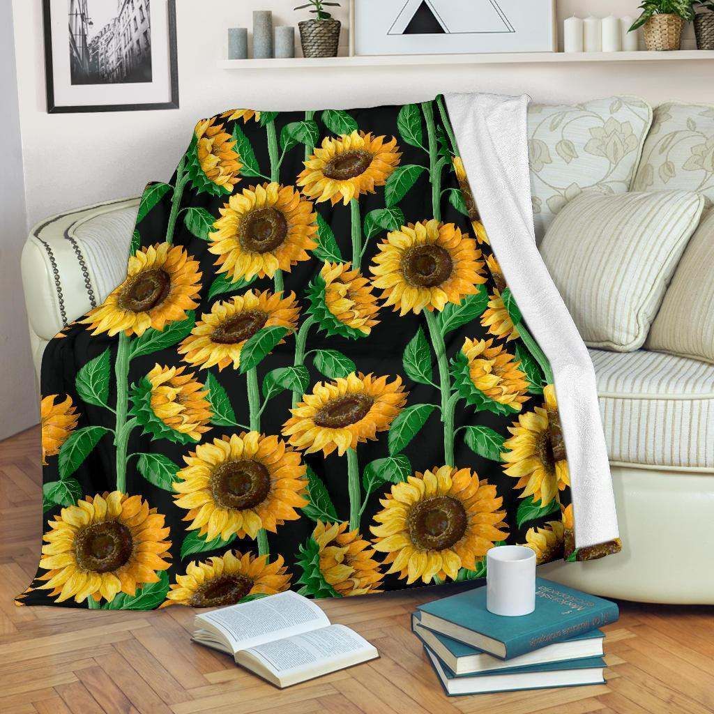 Cartoon Sunflower Sherpa Fleece Blanket