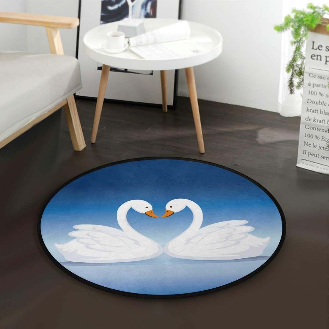 Cartoon Swan Round Carpet