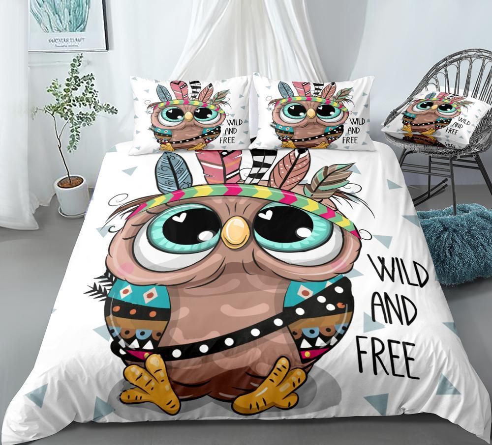 Cartoon Tribal Owl Bedding Set
