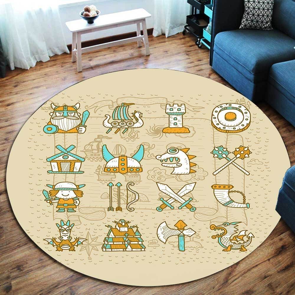 Cartoon Viking Round Carpet