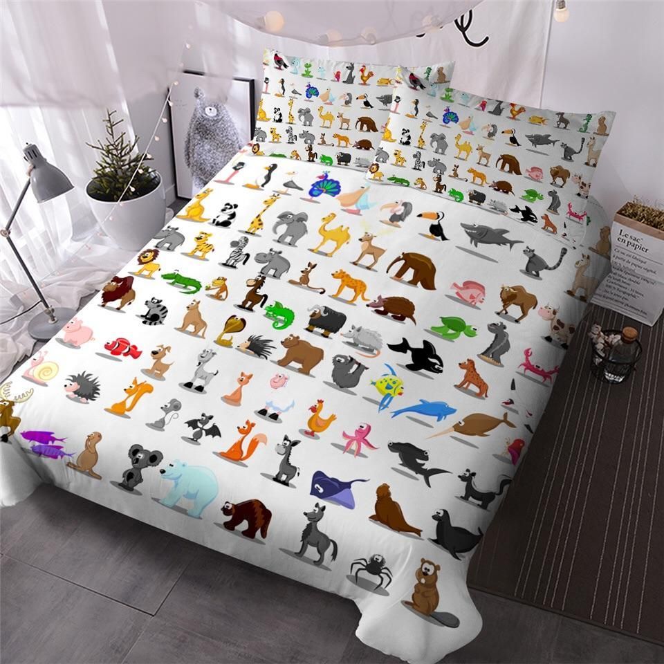 Cartoon Wonderful World Of Animals Bedding Set