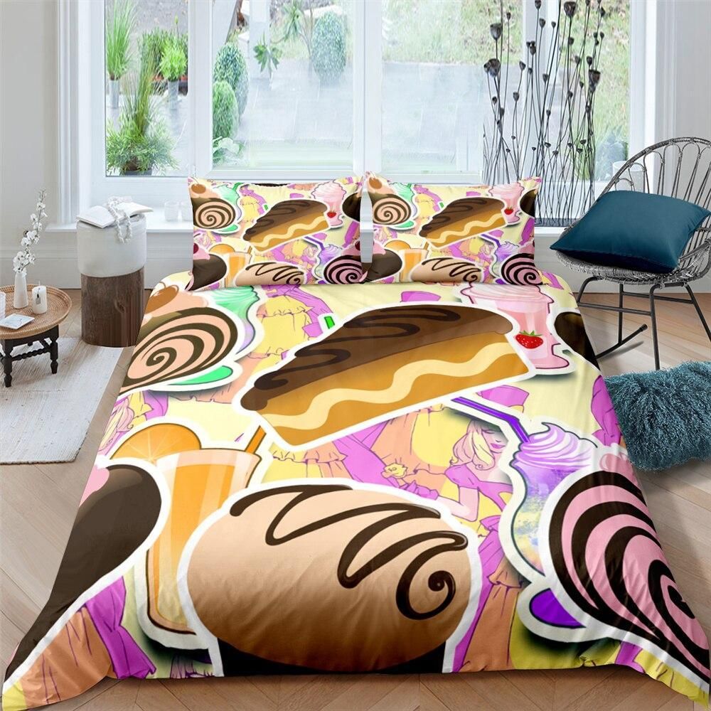 Cartooned Cakes Love Sweet Bedding Set
