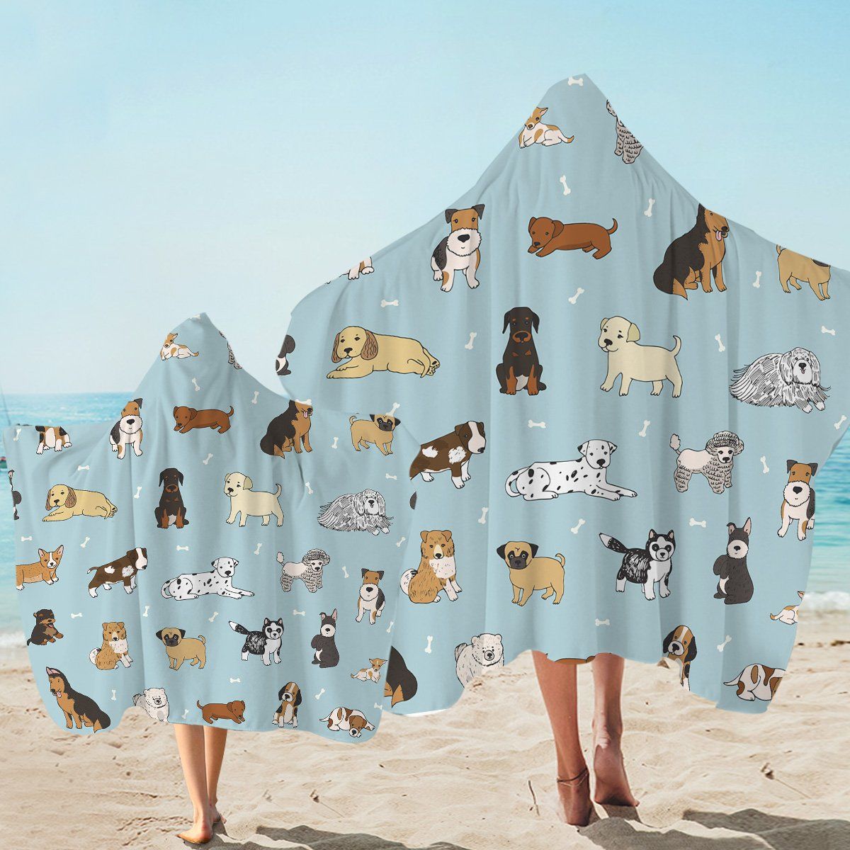 Cartooned Doggies Pattern Gift For Dog Lovers Printed Hooded Towel