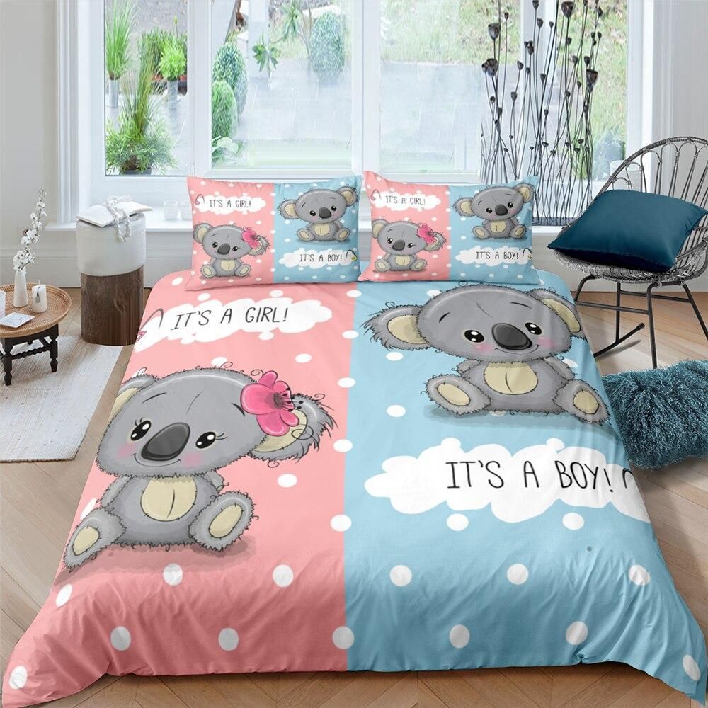 Cartooned Koalas White Dots It’s A Boy Bedding Set