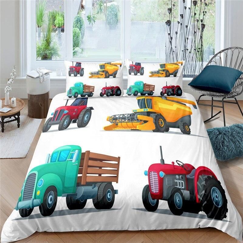Cartooned Machinery White Background Bedding Set