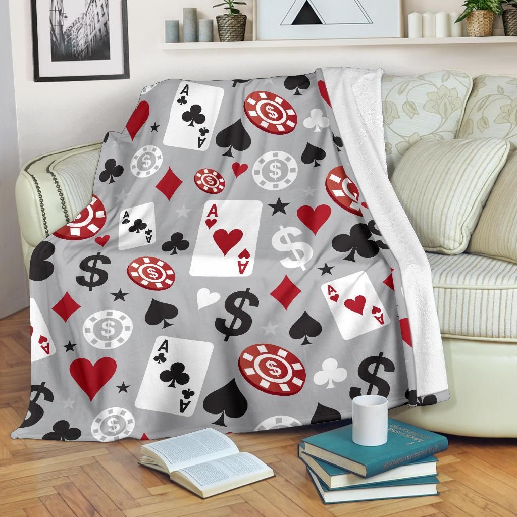 Casino Pattern Sherpa Fleece Blanket