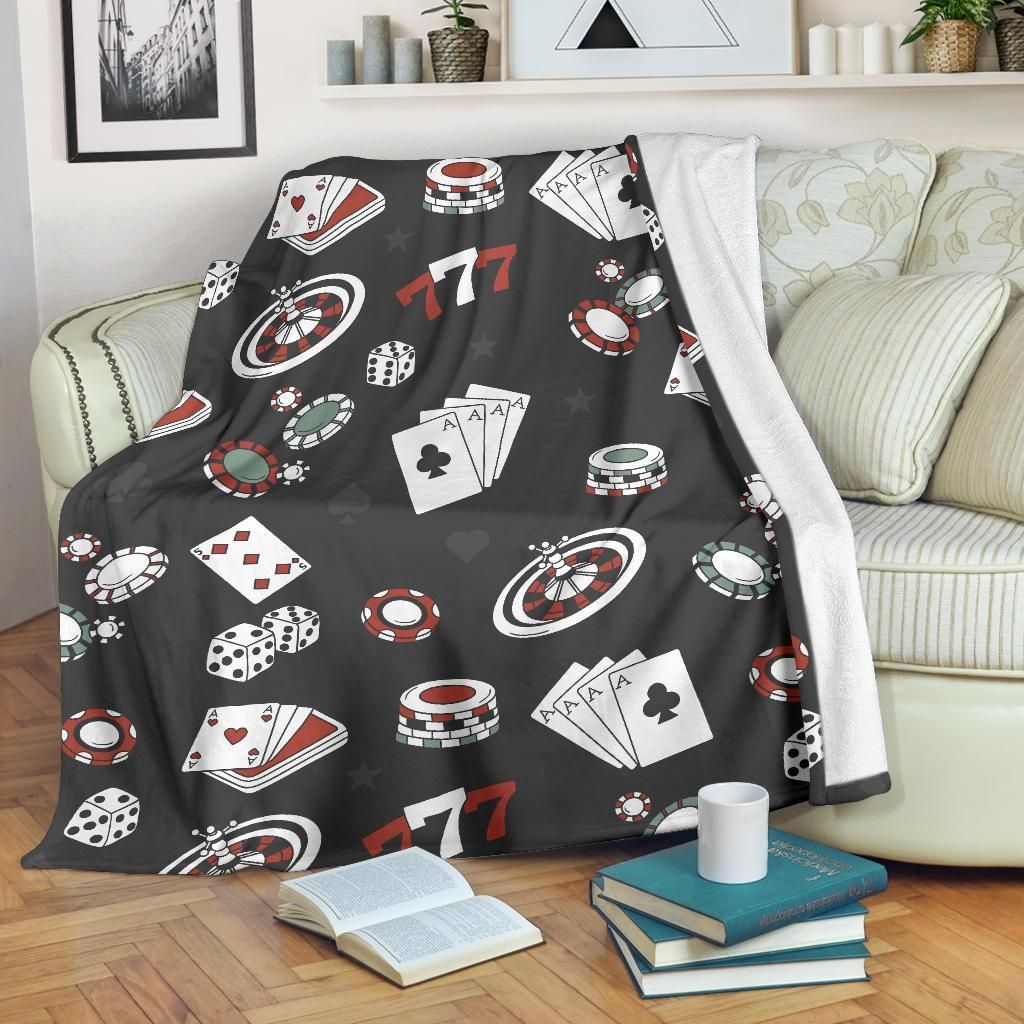 Casino Pattern Sherpa Fleece Blanket