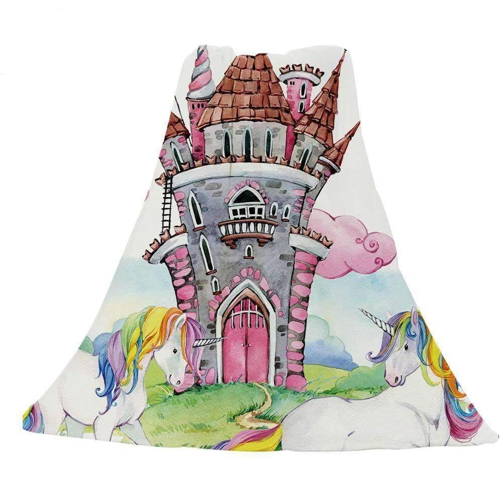 Castle Unicorn Printed Rectangle Sherpa Fleece Blanket