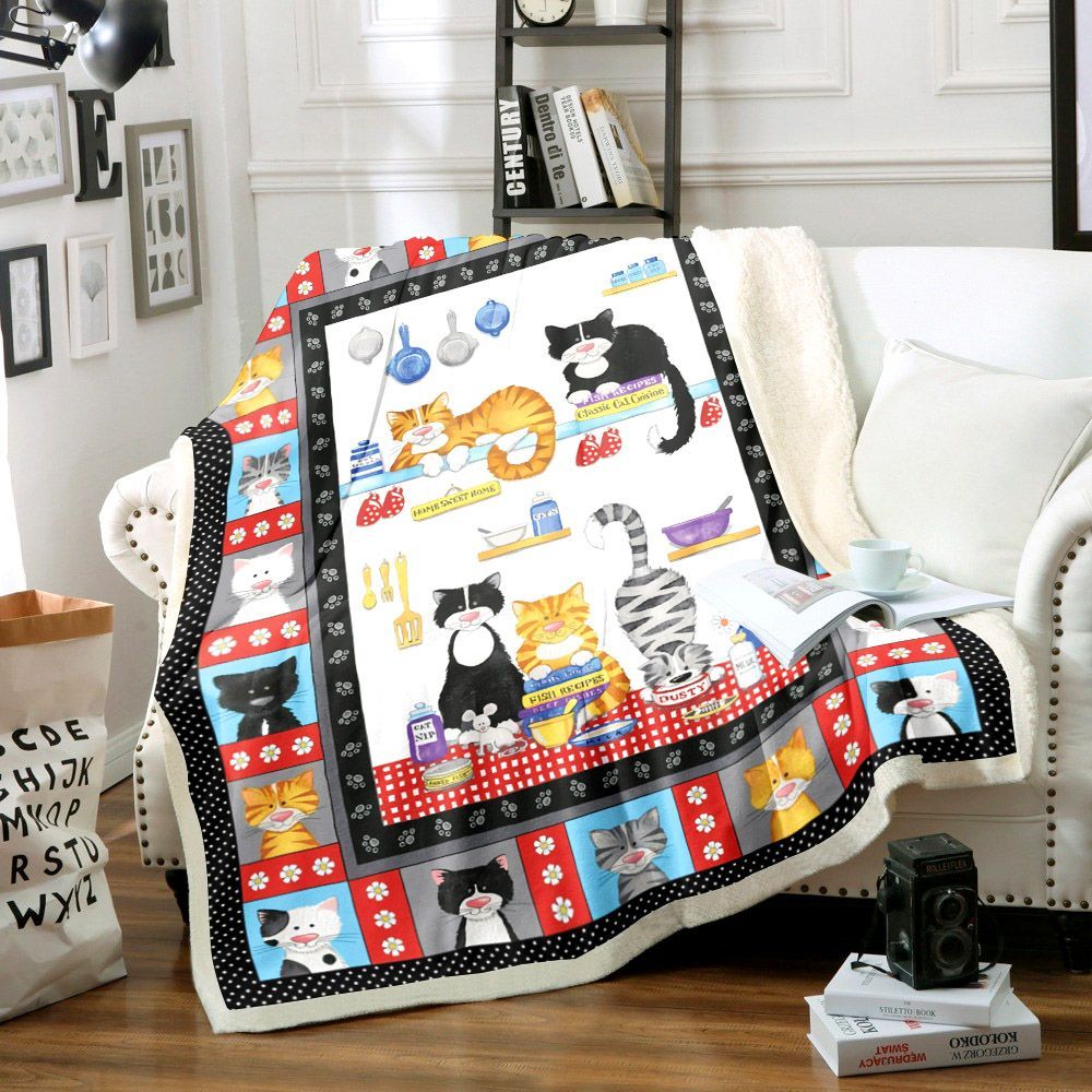 Cat Sherpa Fleece Blanket