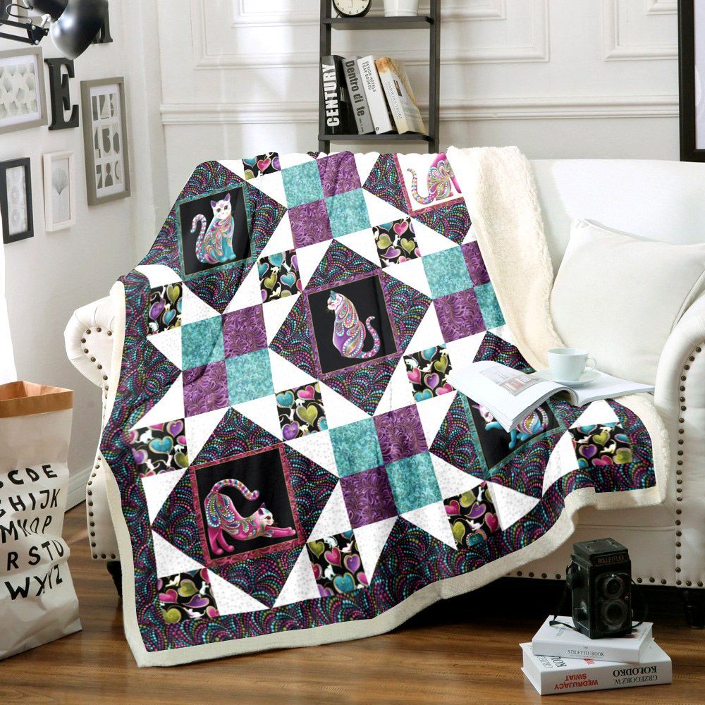 Cat Sherpa Fleece Blanket