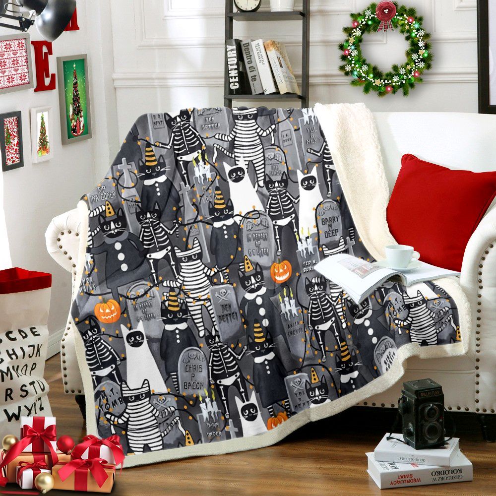 Cat Sherpa Fleece Blanket